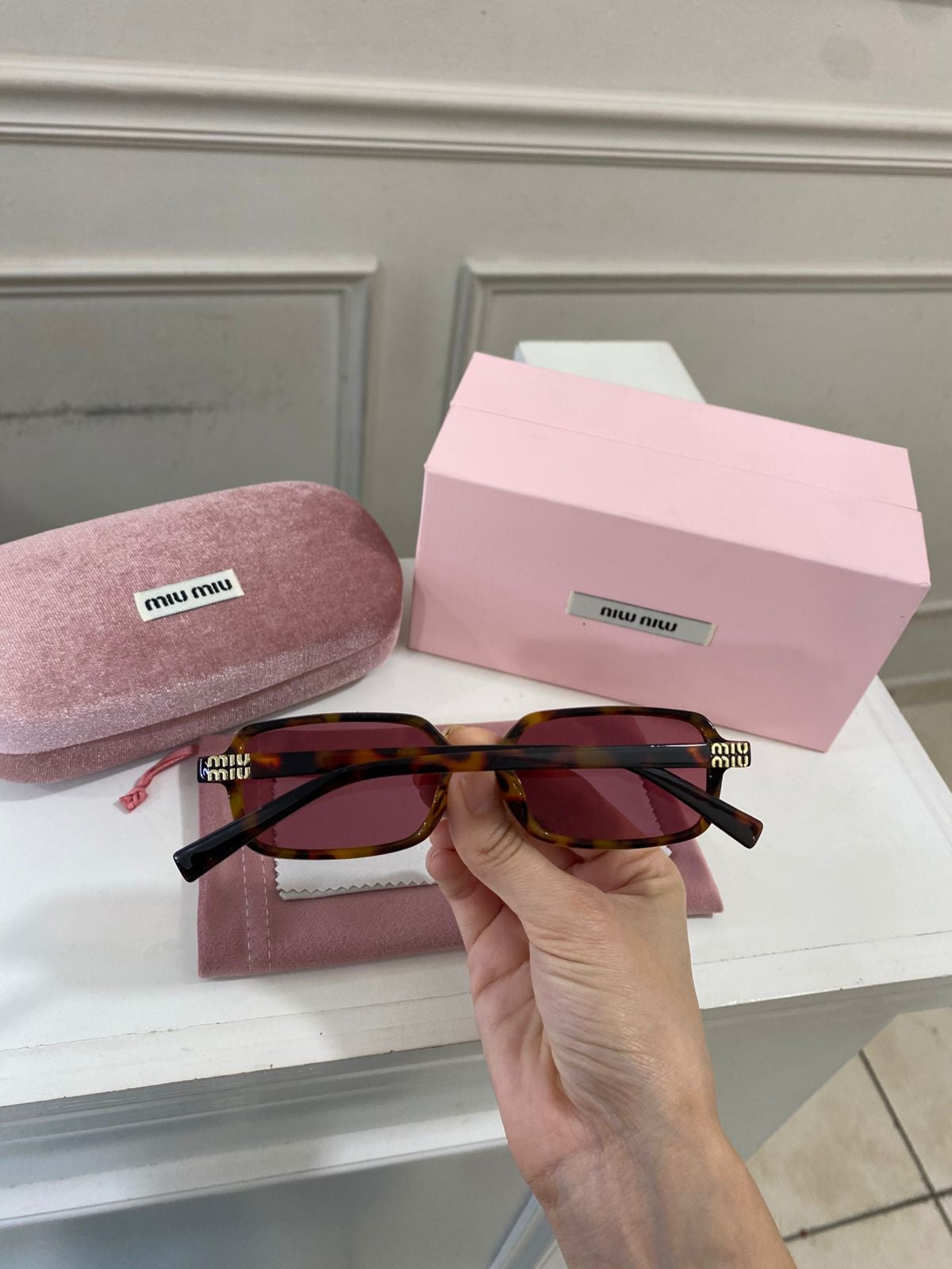 Lentes Miu Miu – Rectángulo carey rosa