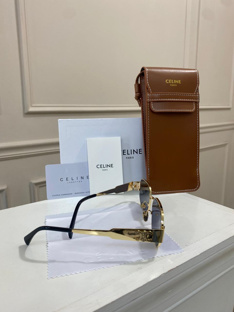 Lentes Celine – Dorado negro rectangular