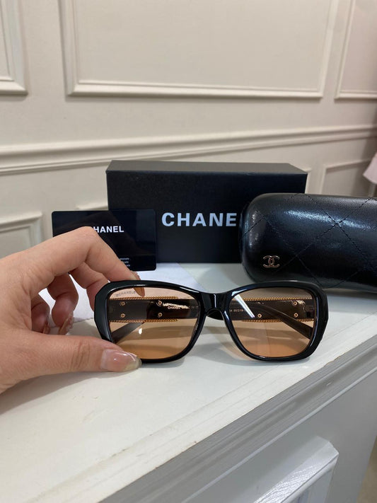Lentes Chanel - Negro Dorado mica naranja