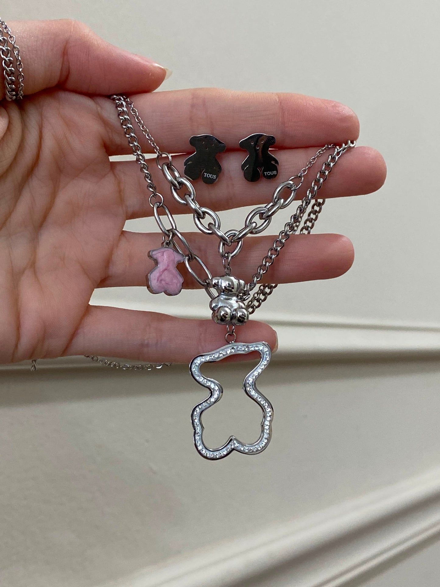 Set Tous2 piezas plata rosa