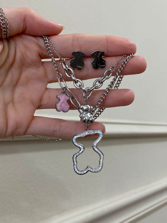 Set Tous2 piezas plata rosa