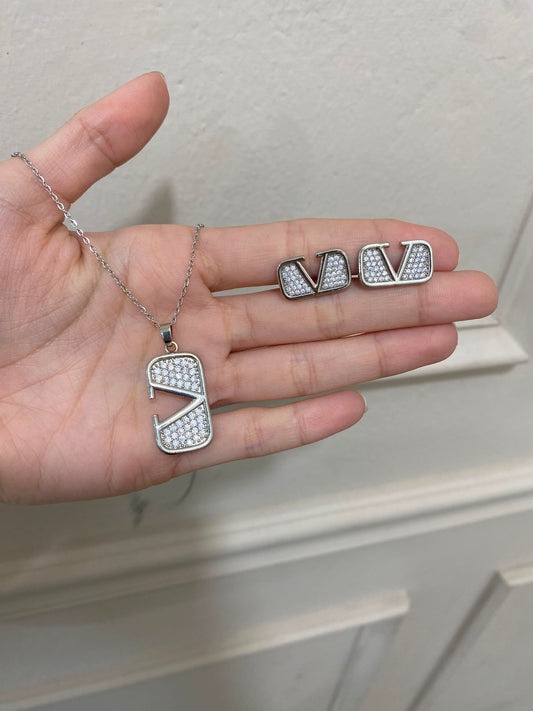 Set Valentino plata piedras