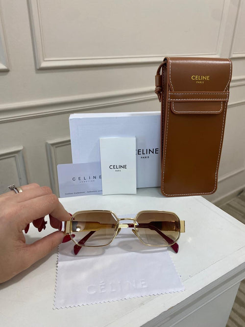 Lentes Celine – Dorado cafe rectangular