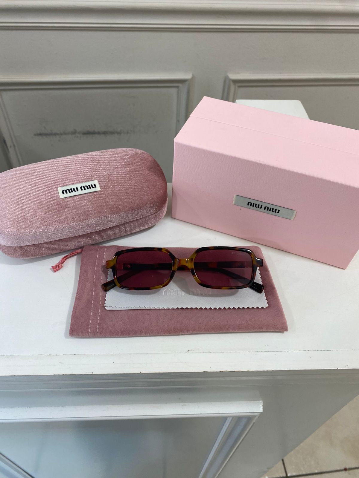 Lentes Miu Miu – Rectángulo carey rosa