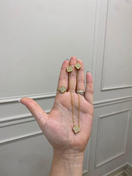 Set Vanclef dorado piedras 3 piezas