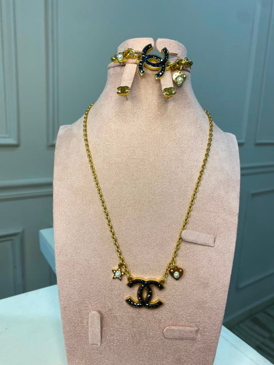 Set Chanel 3 piezas Piedras Negras