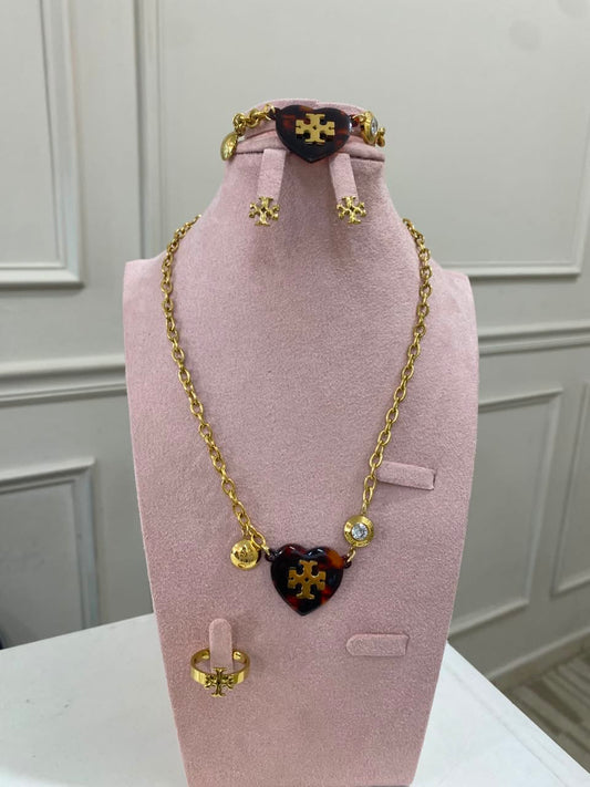Set Tory Corazón Carey 4 piezas
