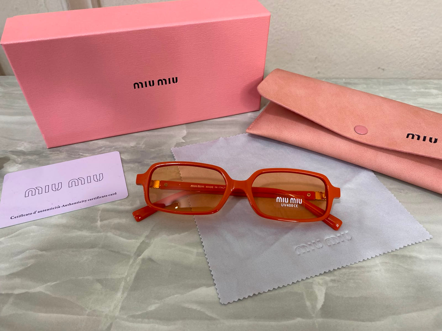 Lentes Miu Miu - Miu Miu rectangular naranja