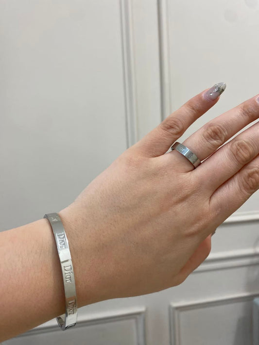 Brazalete - Set Dior Plata anillo y pulsera