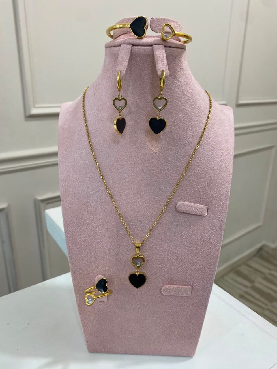 Set Tiffany 4 piezas corazón negro
