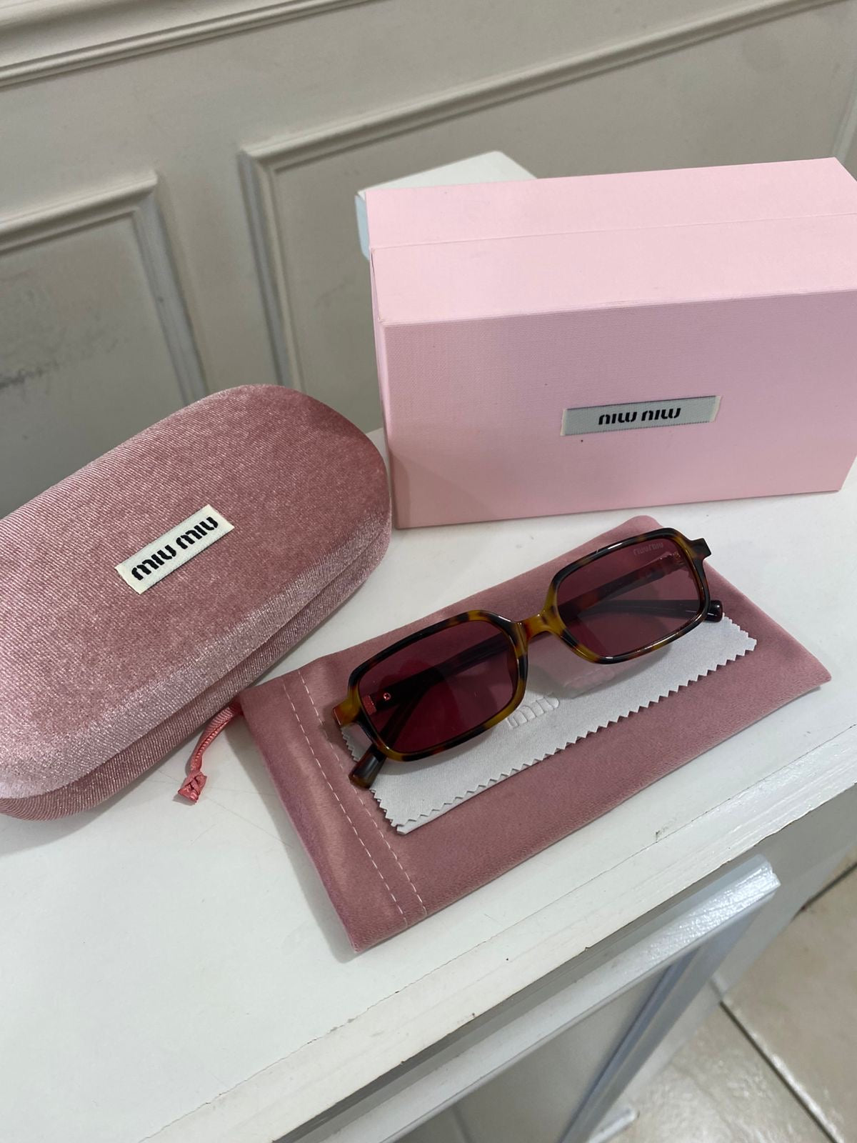 Lentes Miu Miu – Rectángulo carey rosa