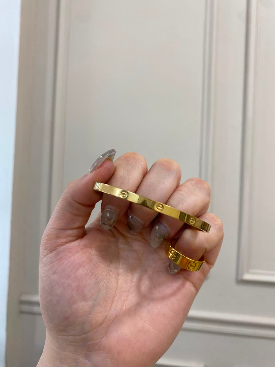 Brazalete -Set Cartier Dorado anillo y pulsera