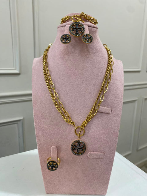 Set Tory cristal negro 4 piezas